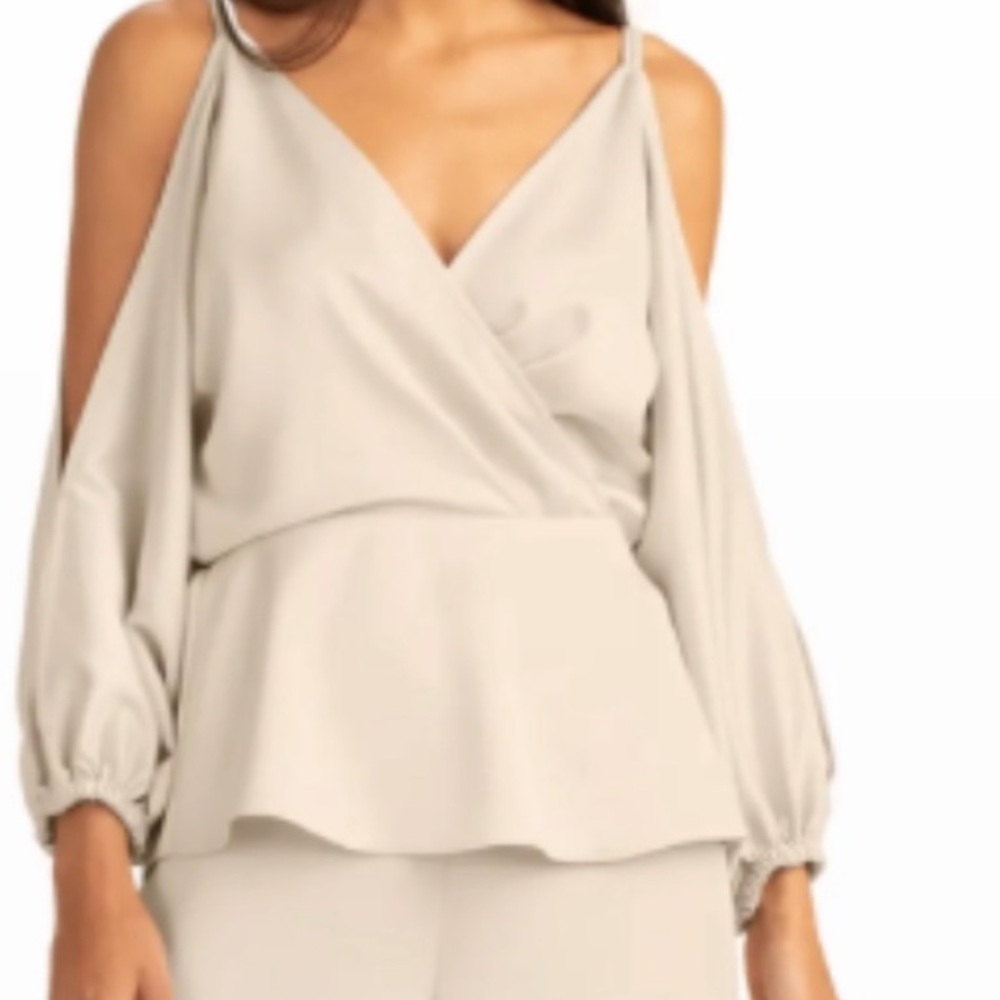 Elegant Cream Cold Shoulder Blouse TINA TURK Mixology